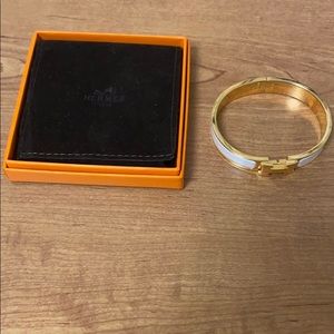 Hermès clic H bracelet gold and white